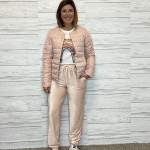 Velour Ribbed Joggers - Pink